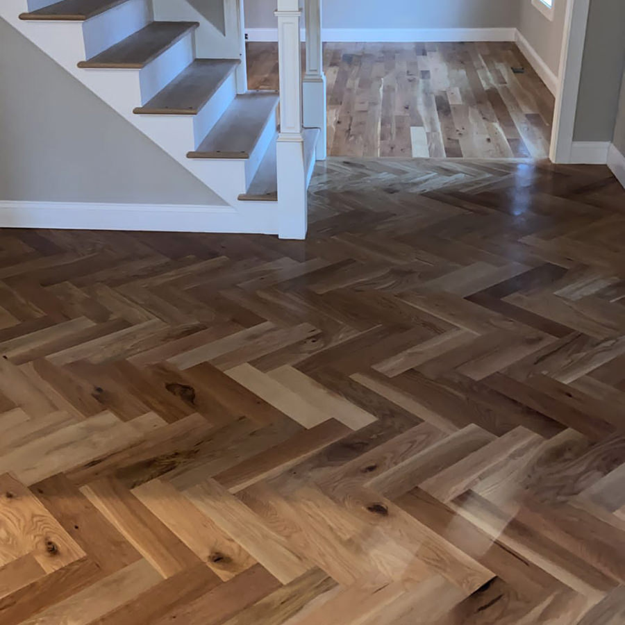  hardwood floor finished with staircase in background
